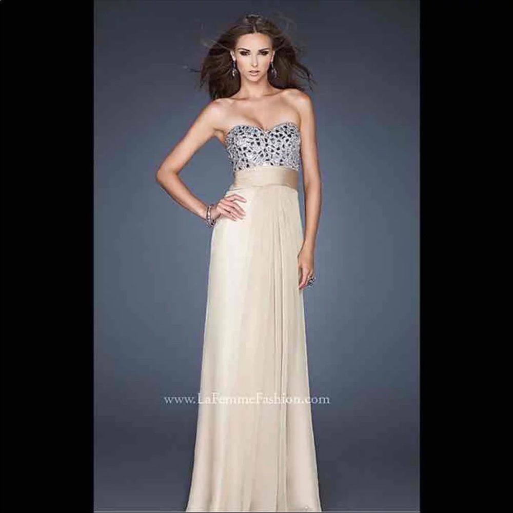La Femme Beaded Strapless Gown ✨